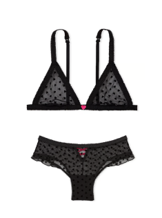 Комплект білизни Fun & Flirty Wireless Triangle Bralette Set Black Hearts