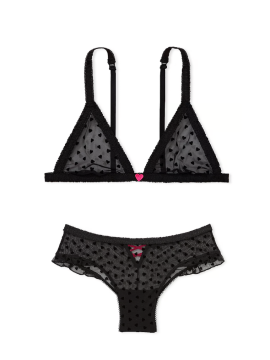 Комплект білизни Fun & Flirty Wireless Triangle Bralette Set Black Hearts
