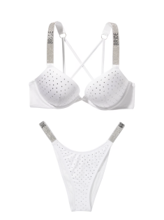 Купальник Shine Strap Bombshell Push-Up Bikini Top & Brazilian Bikini Bottom White
