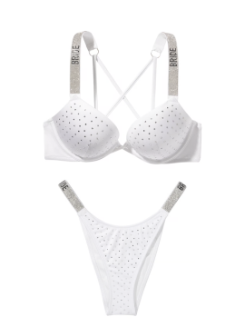 Купальник Shine Strap Bombshell Push-Up Bikini Top & Brazilian Bikini Bottom White