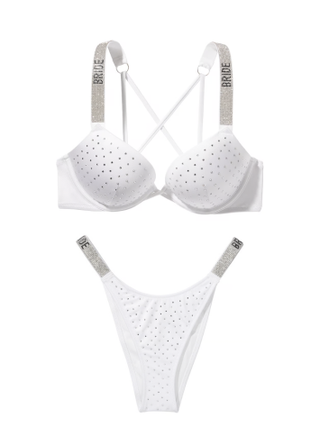 Купальник Shine Strap Bombshell Push-Up Bikini Top & Brazilian Bikini Bottom White