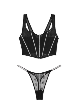 Комплект белья Sheer Shine Corset Top Set Black