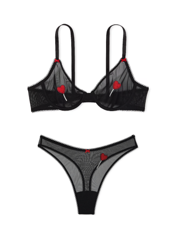 Комплект білизни Tease Unlined Demi Bra Set Black Lollipops