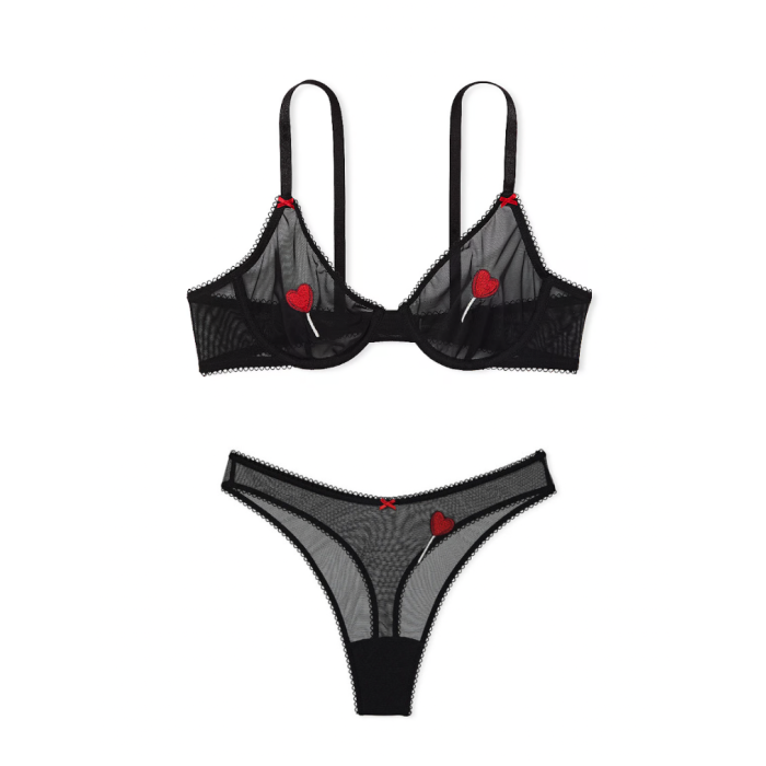 Комплект білизни Tease Unlined Demi Bra Set Black Lollipops