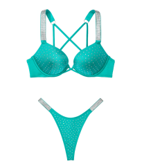 Купальник Shine Strap Bombshell Push-Up Bikini Top & Thong Bikini Bottom Capri Sea