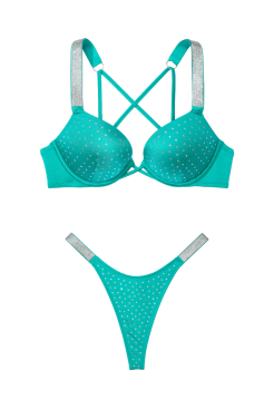 Купальник Shine Strap Bombshell Push-Up Bikini Top & Thong Bikini Bottom Capri Sea