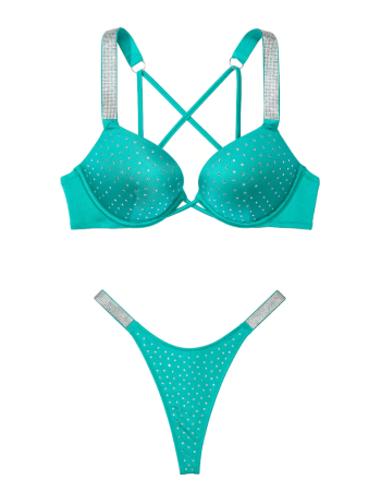 Купальник Shine Strap Bombshell Push-Up Bikini Top & Thong Bikini Bottom Capri Sea