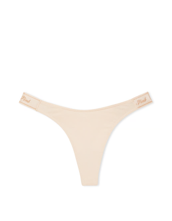 Трусики Logo Cotton High-Leg Thong Panty Marzipan