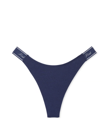 Трусики Logo Cotton High-Leg Thong Panty Midnight Navy