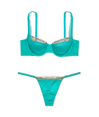 Комплект белья Logo Embroidery Lightly Lined Balconette Bra Set Aqua Sea