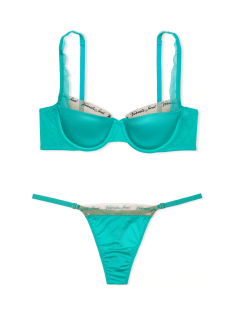 Комплект белья Logo Embroidery Lightly Lined Balconette Bra Set Aqua Sea