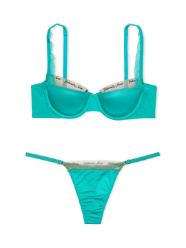 Комплект белья Logo Embroidery Lightly Lined Balconette Bra Set Aqua Sea