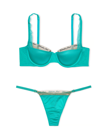 Комплект белья Logo Embroidery Lightly Lined Balconette Bra Set Aqua Sea