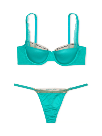 Комплект білизни Logo Embroidery Lightly Lined Balconette Bra Set Aqua Sea