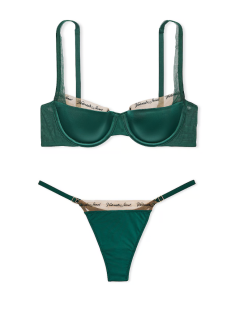Комплект белья Logo Embroidery Lightly Lined Balconette Bra Set Green Mystique