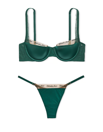 Комплект білизни Logo Embroidery Lightly Lined Balconette Bra Set Green Mystique