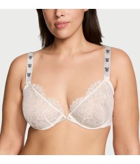 Комплект білизни Shine Strap Unlined Low-Cut Lace Demi Bra Thong Set Coconut White