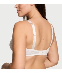 Комплект белья Shine Strap Unlined Low-Cut Lace Demi Bra Thong Set Coconut White