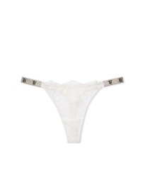 Комплект белья Shine Strap Unlined Low-Cut Lace Demi Bra Thong Set Coconut White