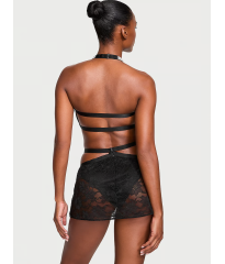 Комплект Shine Strap Halter Bralette & Mini Skirt Set Black
