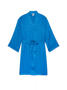 Сатиновий халат Icon Satin Midi Robe Blue
