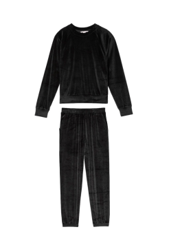 Спортивный костюм Velour Ribbed Crewneck Set Deep Black