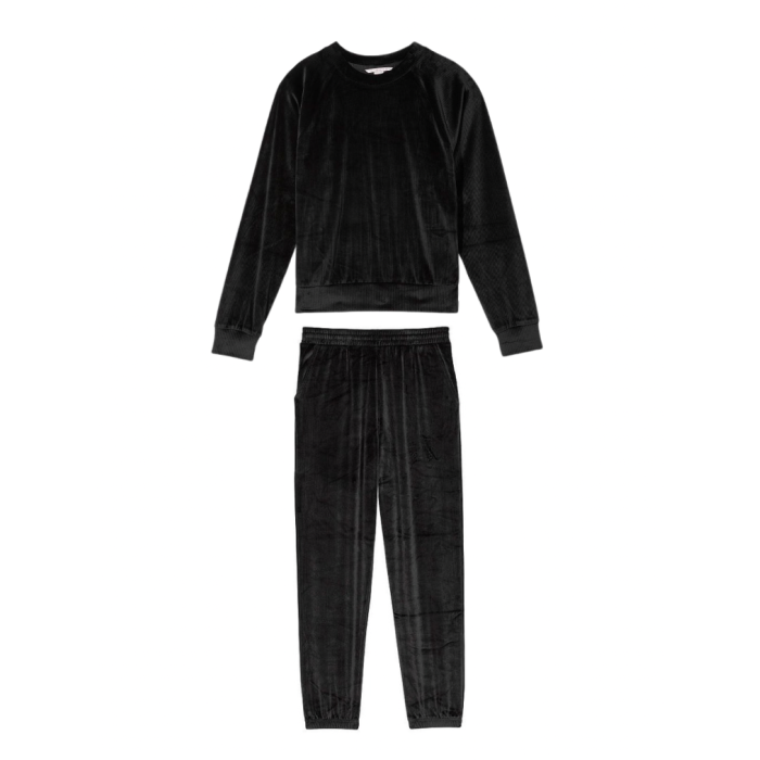 Спортивний костюм Velour Ribbed Crewneck Set Deep Black