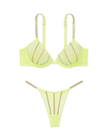 Комплект білизни Sheer Shine Low-Cut Demi Bra Set Citron Glow