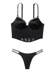Комплект білизни Bombshell Add-2-Cups Shine Strap Push-Up Corset Top Thong Set