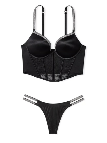 Комплект білизни Bombshell Add-2-Cups Shine Strap Push-Up Corset Top Thong Set