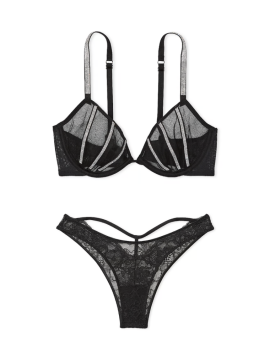 Комплект білизни Sheer Shine Low-Cut Demi Bra Black
