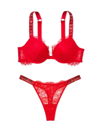 Комплект білизни Shine Strap Lace Push-Up Bra Set Cherry Red