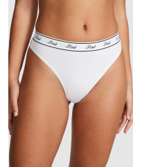 Трусики Logo Cotton High-Waist Thong Panty Optic White