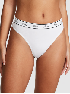 Трусики Logo Cotton High-Waist Thong Panty Optic White