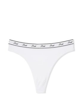 Трусики Logo Cotton High-Waist Thong Panty Optic White