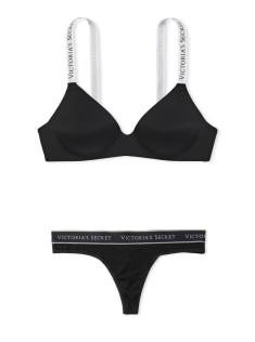 Комплект белья Lightly Lined Wireless Bra Black Thong Set