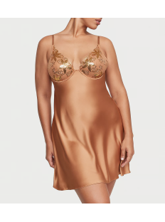 Пеньюар Gold Sequined Ziggy Glam Floral Embroidery Underwire Slip