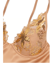 Пеньюар Gold Sequined Ziggy Glam Floral Embroidery Underwire Slip