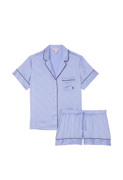 Пижама Satin Short Pajama Set Blue Crescent