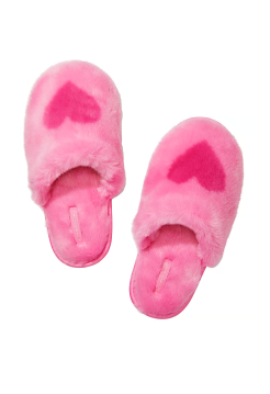 Домашні капці Closed-Toe Faux Fur Slippers Pink Hearts