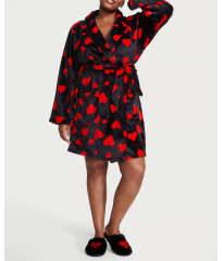 Халат Victoria’s Secret Short Cozy Robe Black Lipstick Hearts