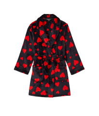 Халат Victoria's Secret Short Cozy Robe Black Lipstick Hearts