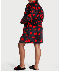 Халат Victoria’s Secret Short Cozy Robe Black Lipstick Hearts