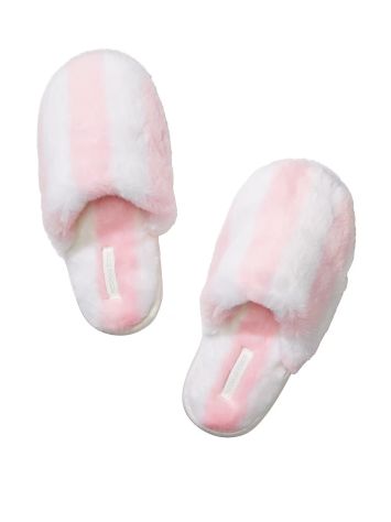 Домашние тапочки Closed-Toe Faux Fur Slippers Stripe