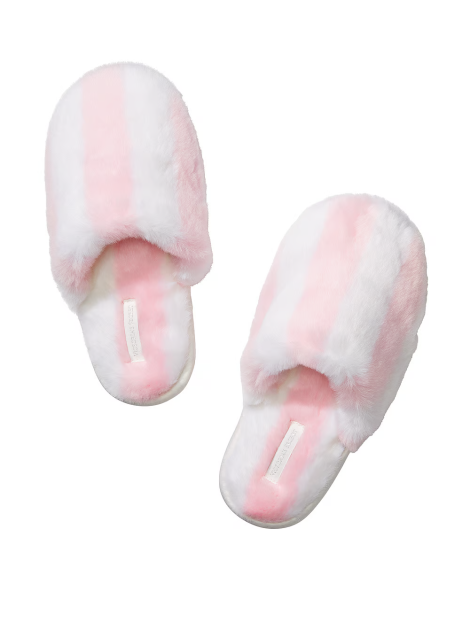 Домашние тапочки Closed-Toe Faux Fur Slippers Stripe