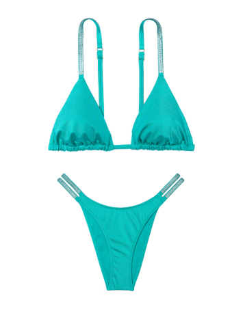 Купальник Shine Strap Triangle Bikini Top Brazilian Bikini Bottom Capri Sea