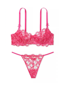 Комплект белья Wicked Shimmer Heart Embroidery Unlined Balconette Bra Set 