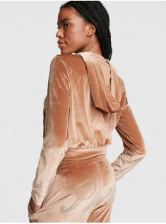 Спортивний костюм Velour Shine Logo Full-Zip Crop Hoodie Wide-Leg Caramel Kiss