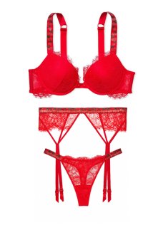 Комплект білизни Shine Strap Lace Push-Up Bra Set Cherry Red