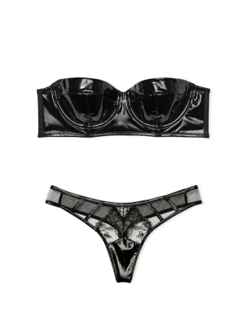 Комплект білизни Very Sexy Faux Patent Leather Strapless Longline Balconette Bra Set